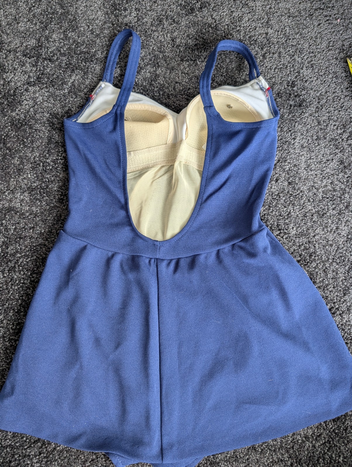 Vintage 1970s Robby Len Fashions One Piece Swimsuit Skirted Structured Top Sz S