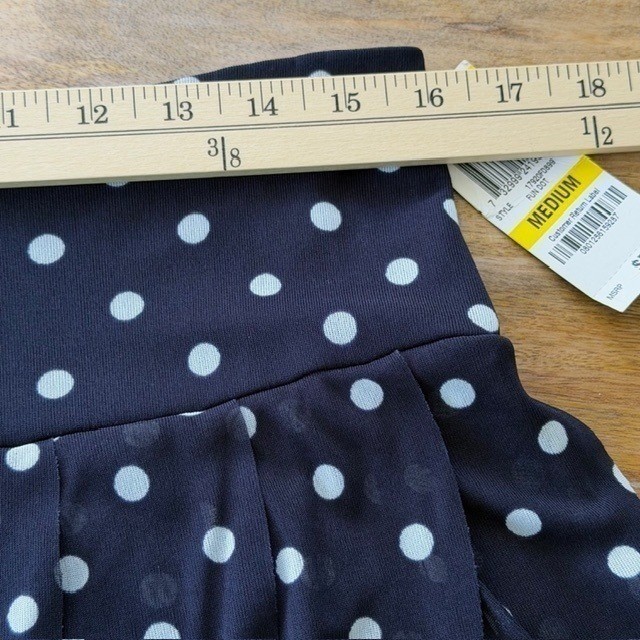 Vtg INC Polka Dot 2Pc Tank & Tiered Mini Skirt Navy Blue Ivory Ruffle Mesh S/M