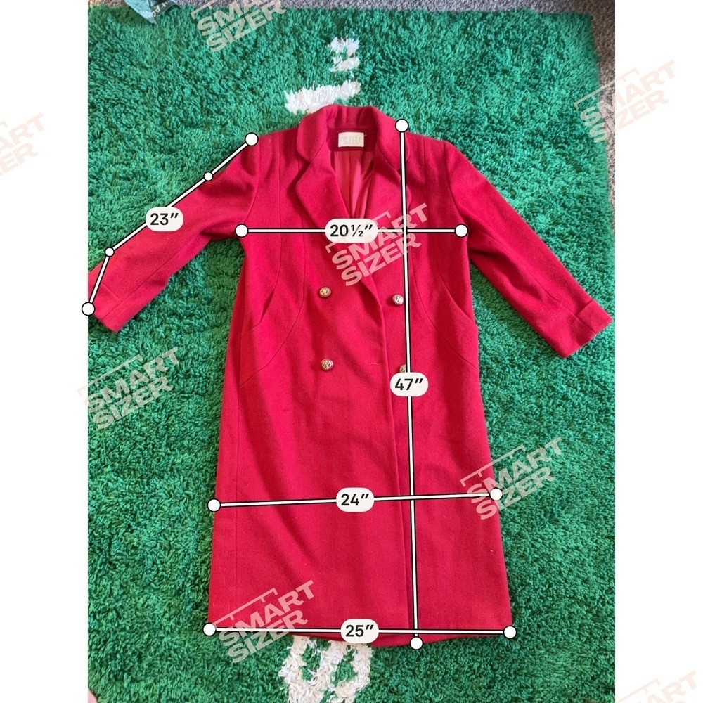 Petite Sophisticate Vintage Red Wool Blend Double Breasted Long Coat Made in USA