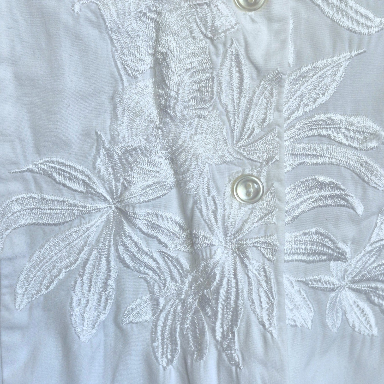 Vintage Puli white button down shirt floral embroidery women&rsquo;s 12