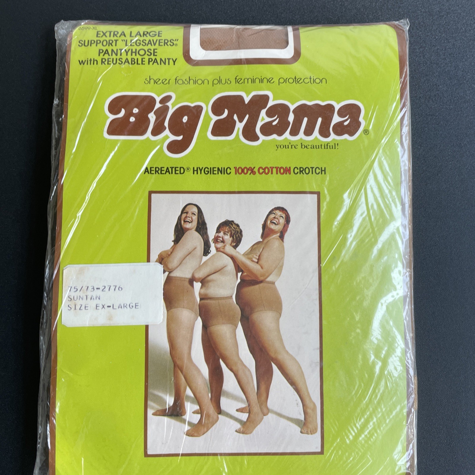 Vintage Big Mama Pantyhose 1980 Legsavers Extra Large Suntan Plus Size XL