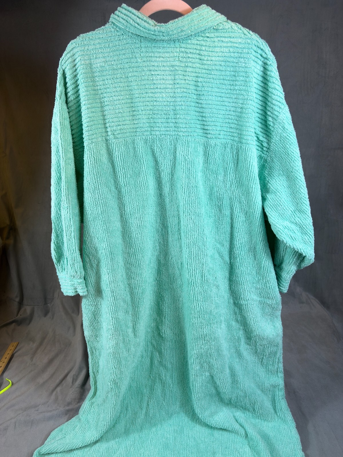 VTG Stan Herman Turquoise Chenille Robe House Coat 1/2 zip Pockets XL P NWT