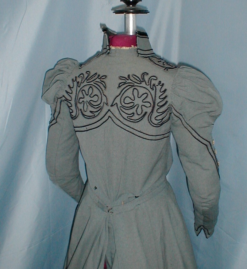 Antique Dress Seafoam Green Wool 1890&rsquo;s Victorian Braided Trims