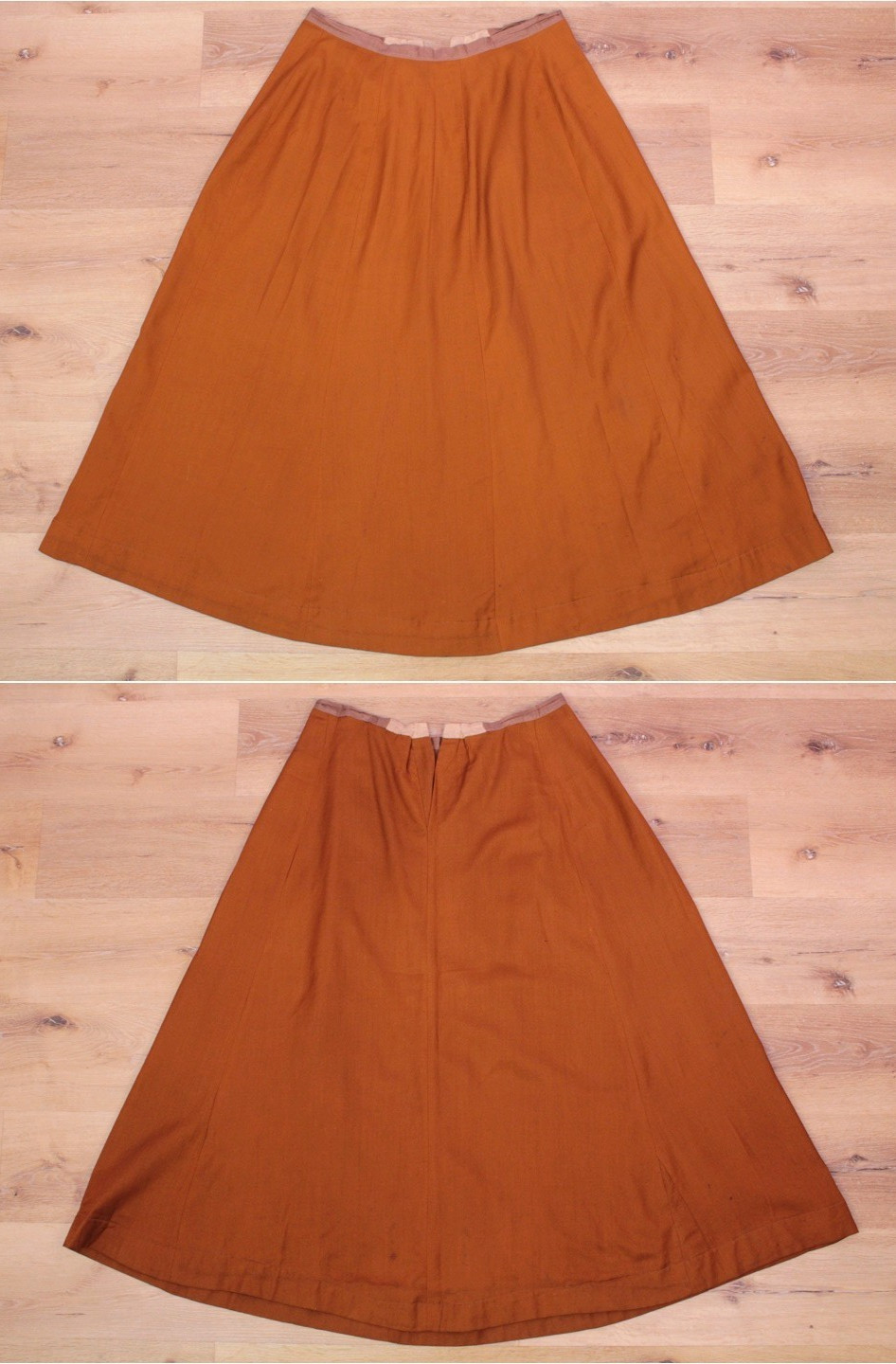 VTG Women&rsquo;s Antique Late 1800s 2 Pc Burnt Orange / Brown Jacket & Skirt Set XS/S