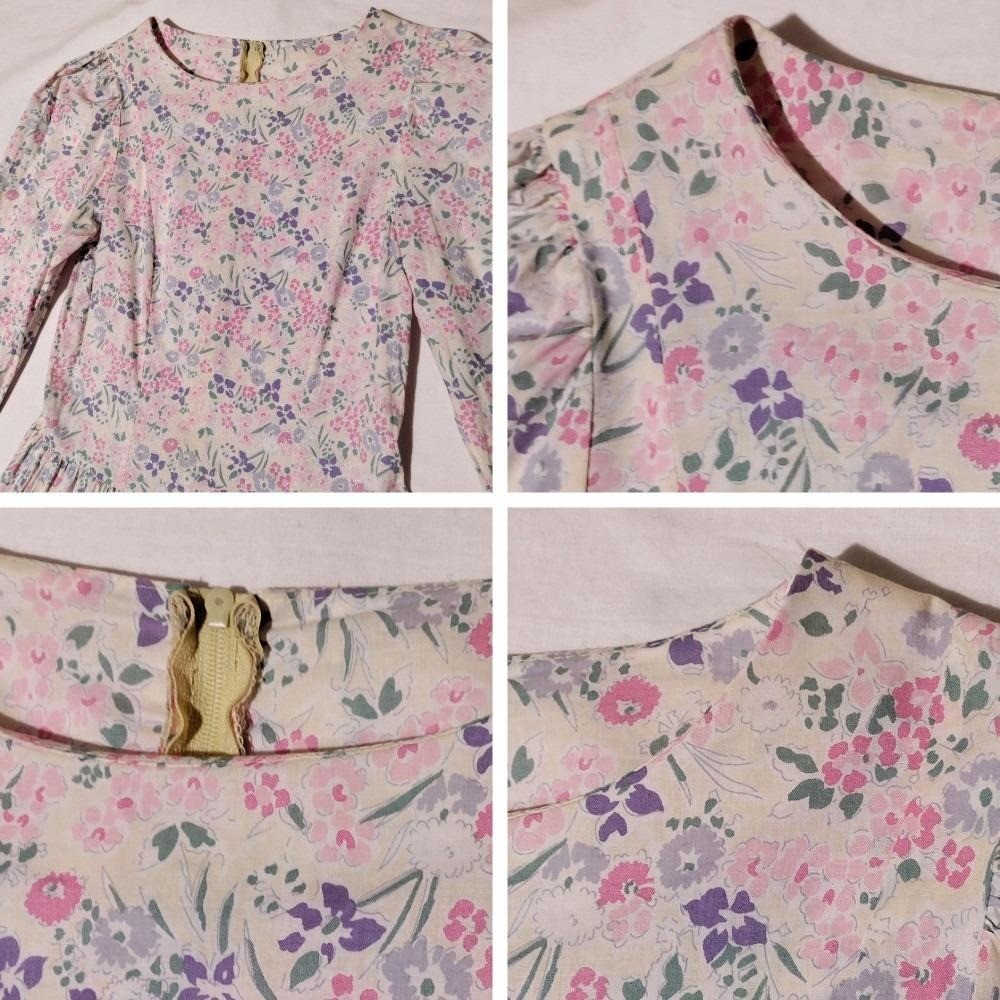Vintage Laura Ashley Floral Cotton Dress Made in Great Britain Pink USA 8