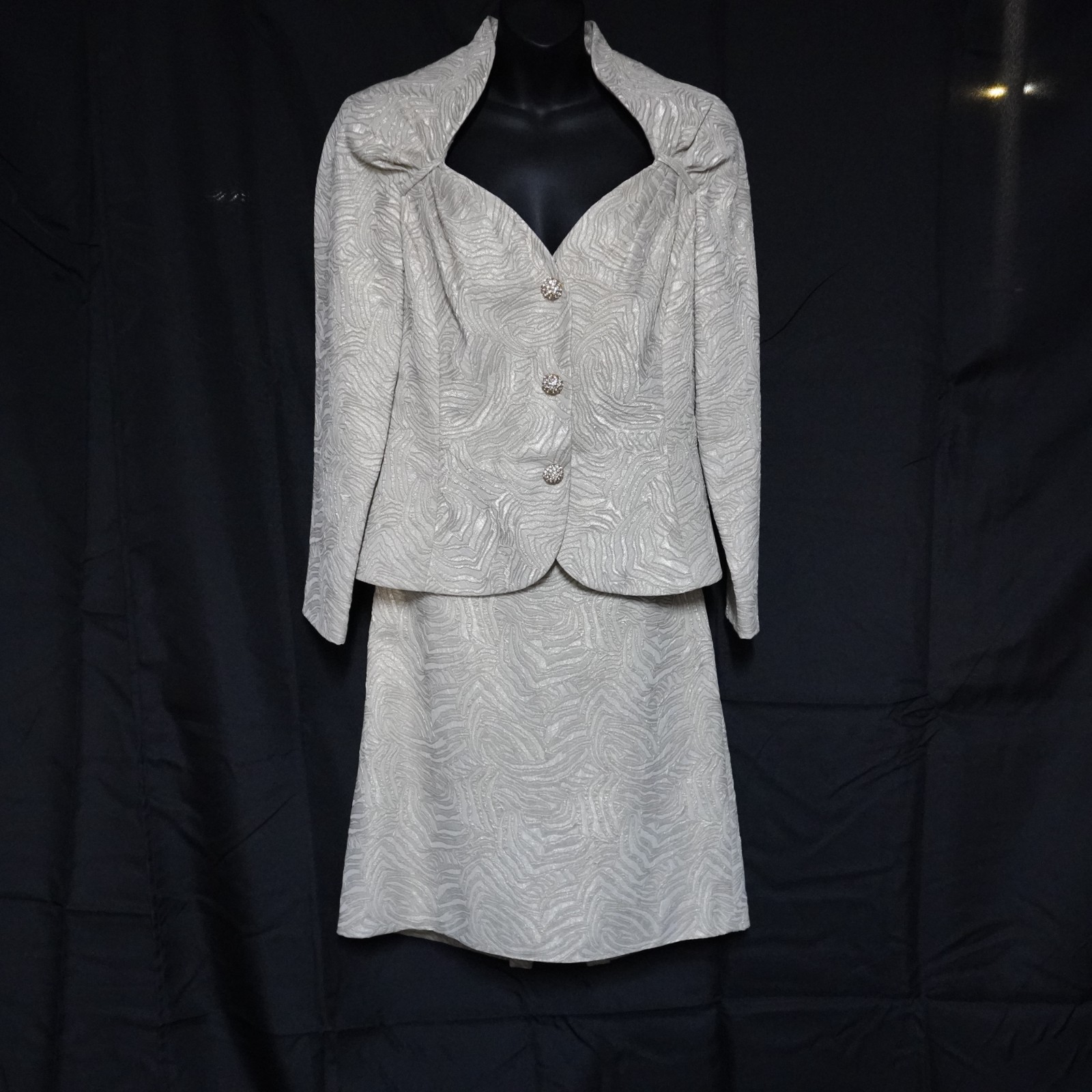 VTG Victor Costa Women&rsquo;s Suit 12 Lurex Brocade Metallic Evening Wear USA