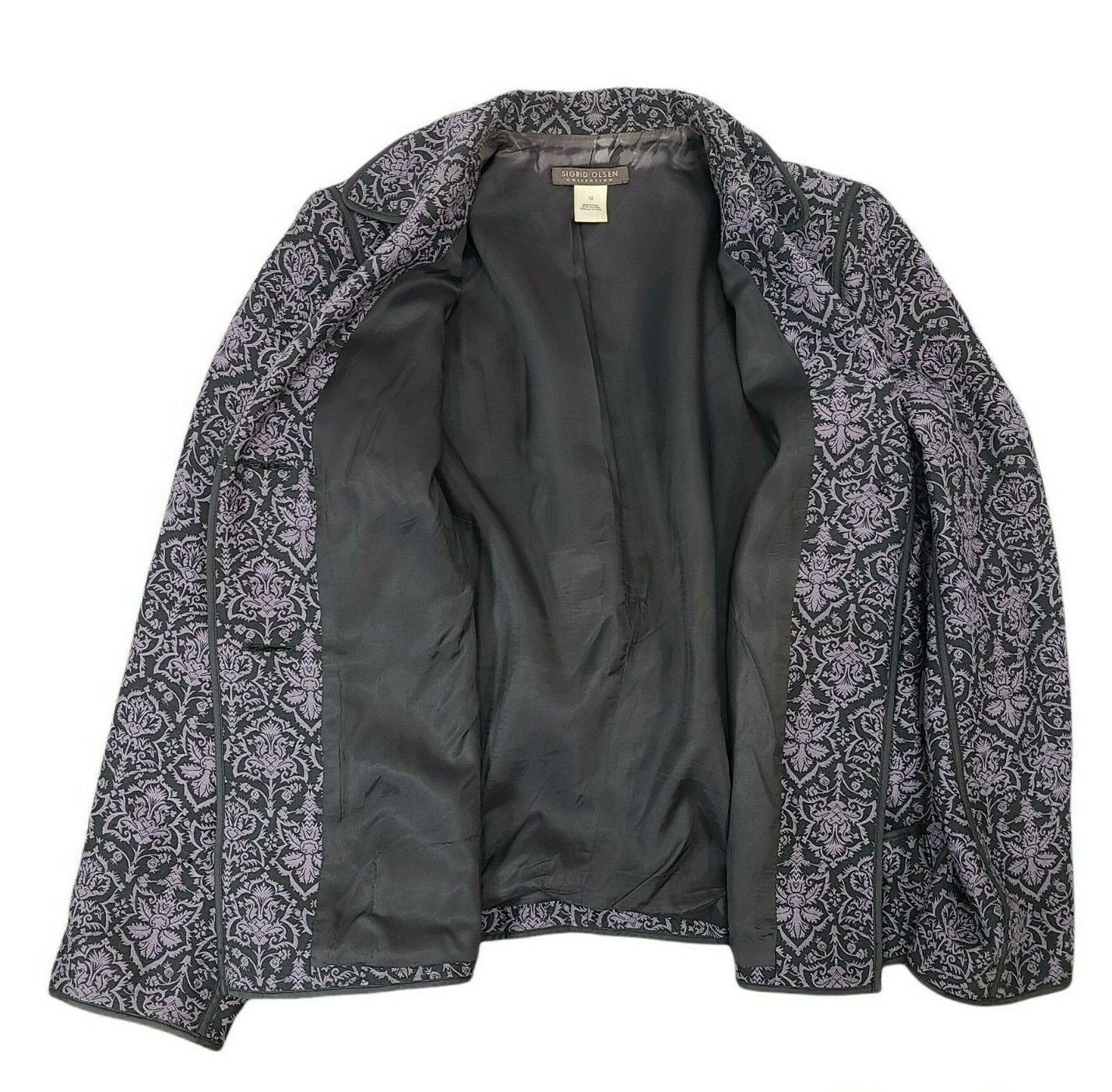 Vintage Wool Silk Jacquard Blazer Jacket Tapestry Art to Wear Purple Size 12