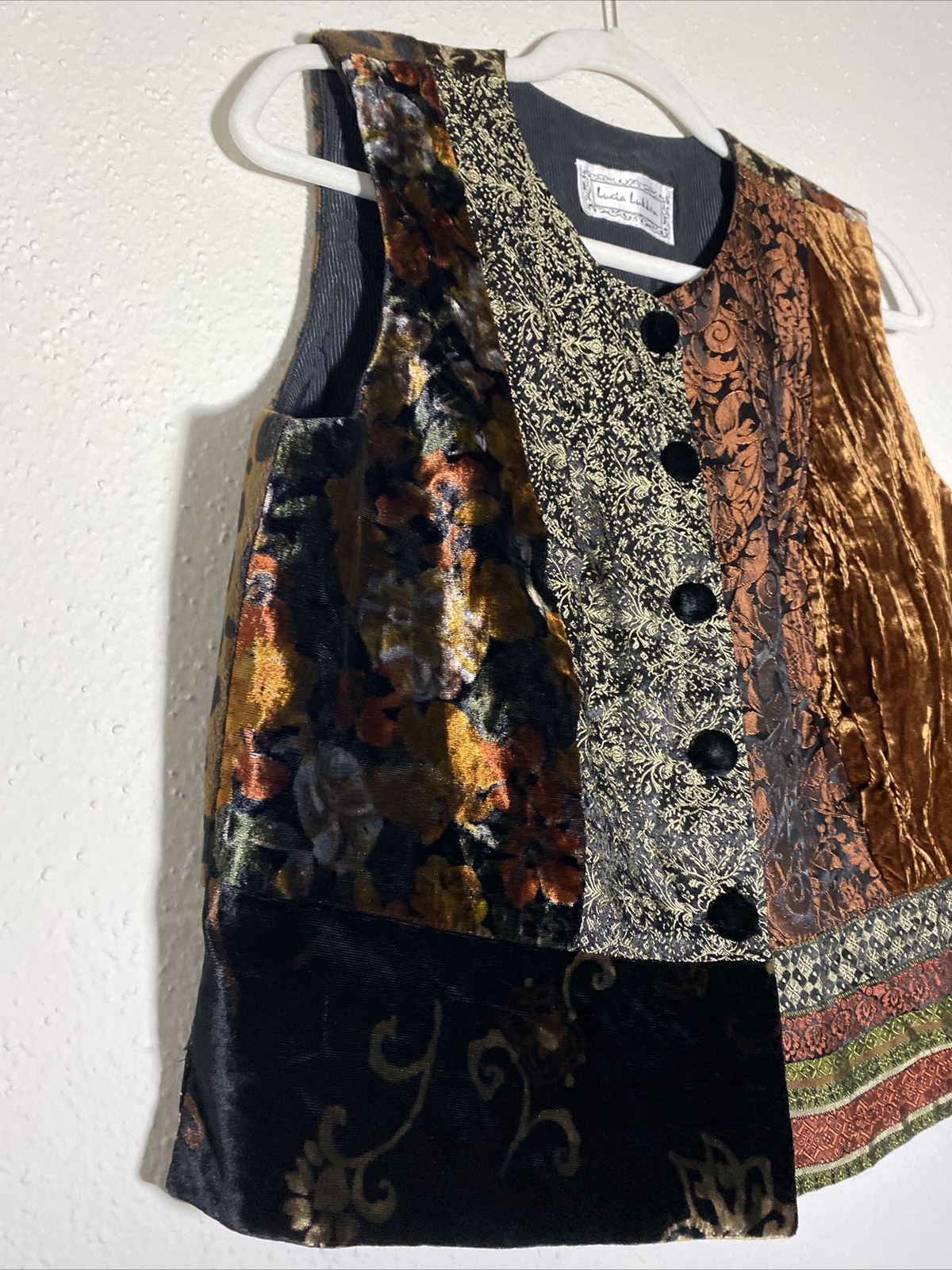Lucia Lukken Multicolor Patchwork Velvet Vest Size Unknown See Description