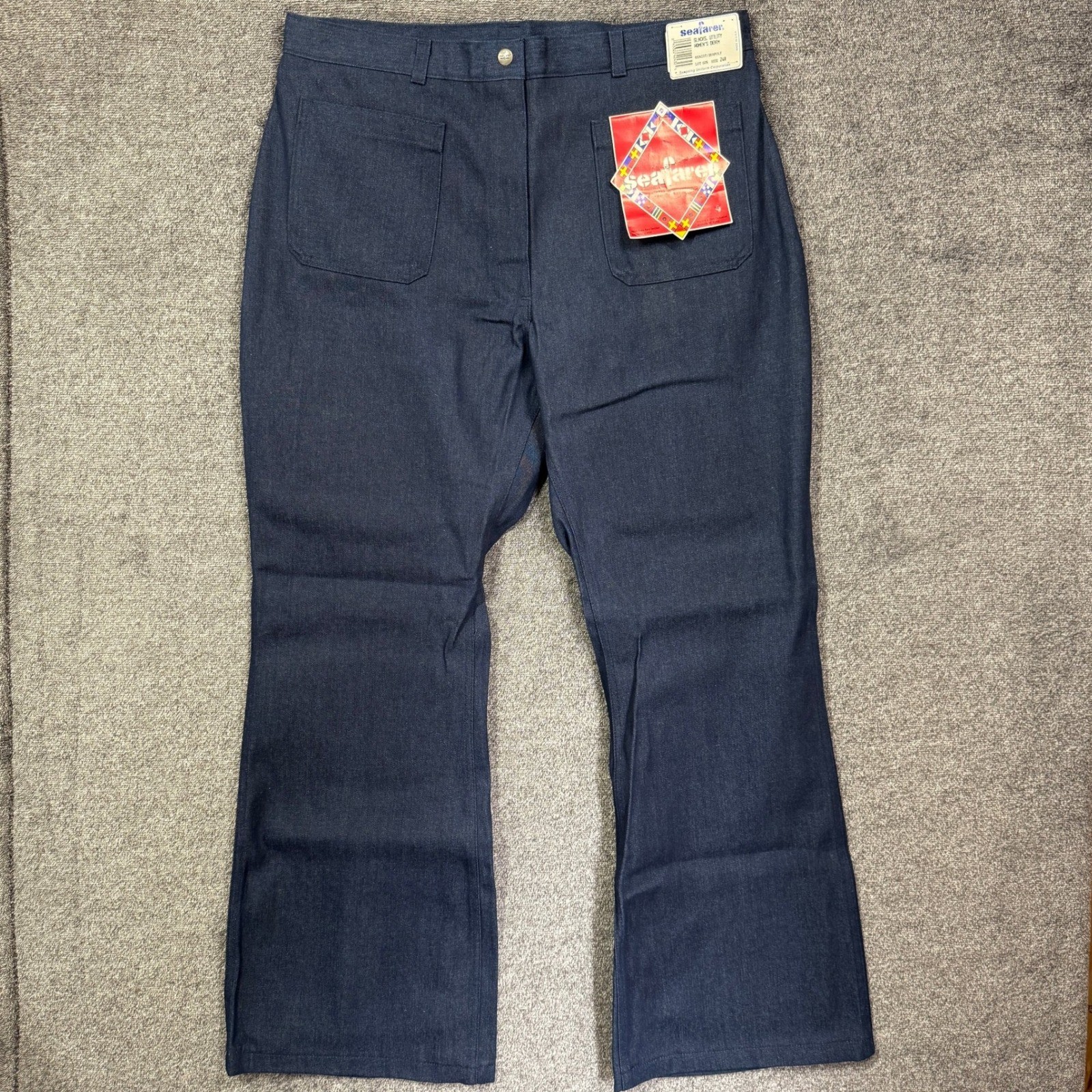 Vintage Seafarer Womens 38×32 Navy Utility Denim Slacks Jeans Flare *NWT*