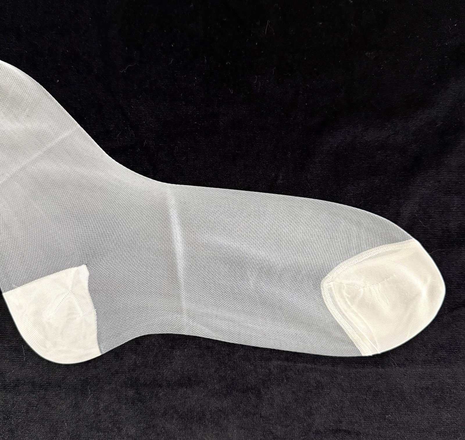 Vintage Seamless Reinforced Heel And Toe Mesh Stockings 38 Inches Long Wide Top