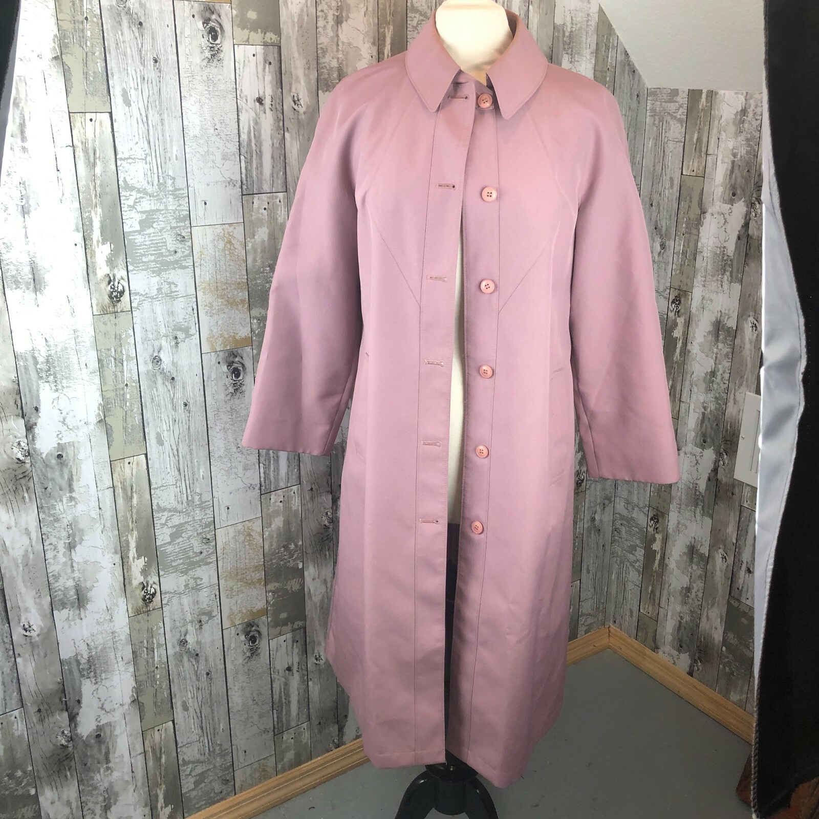 Misty Harbor women&rsquo;s trench coat vintage dusty pink 10 union tag USA