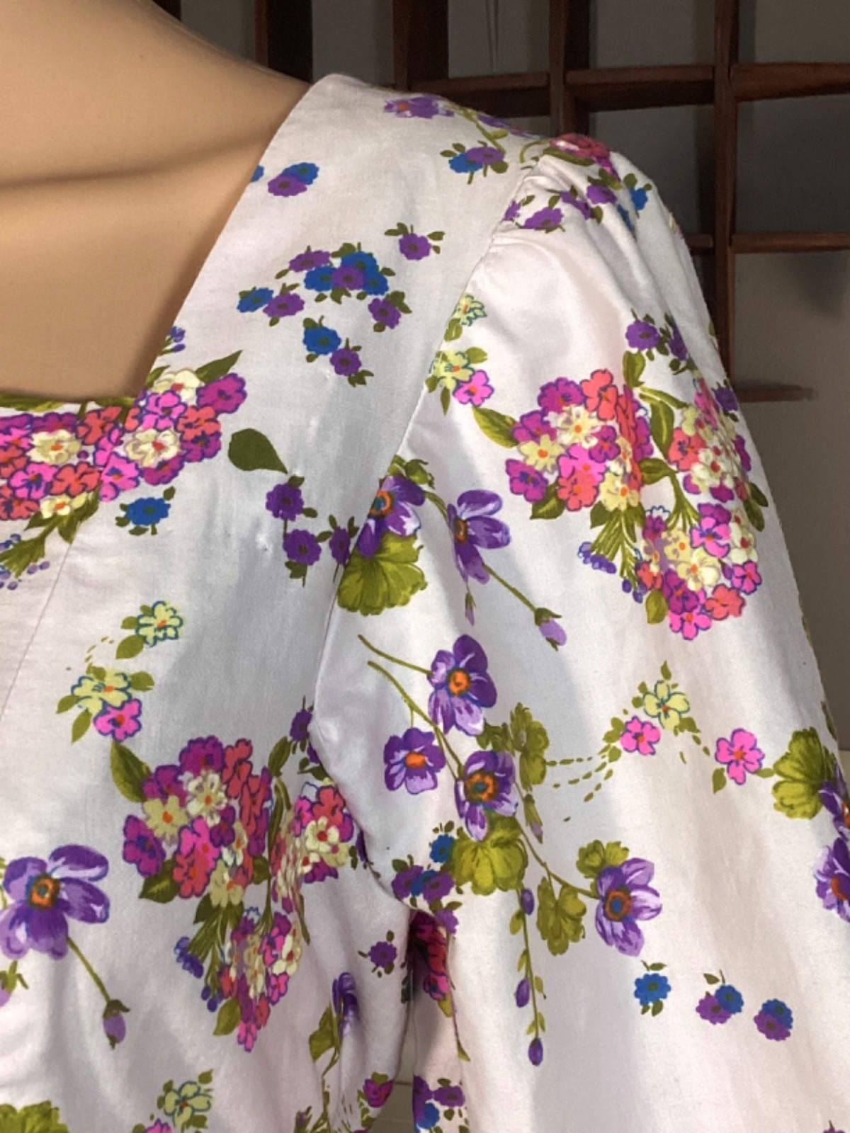 Vintage 70’s Handmade Floral Ruffle Prairie Maxi Dress Boho Hippie