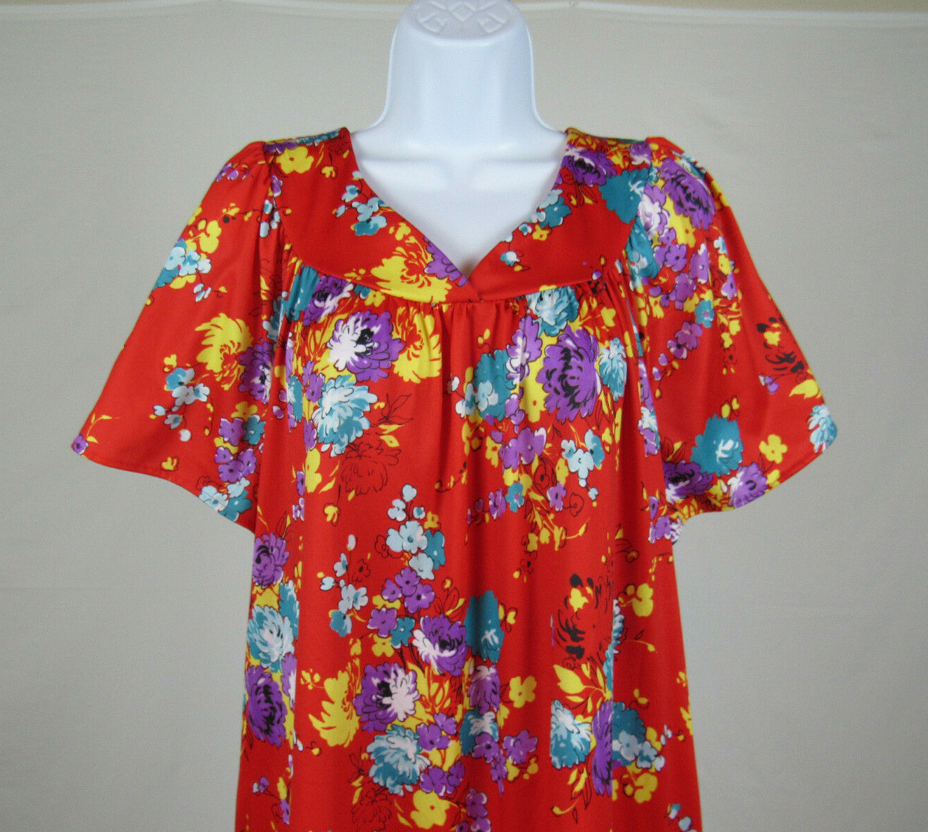 VTG 1990s 2000s ANTHONY RICHARDS RED FLORAL DRESS SIZE 1X POLY ROPE BELT