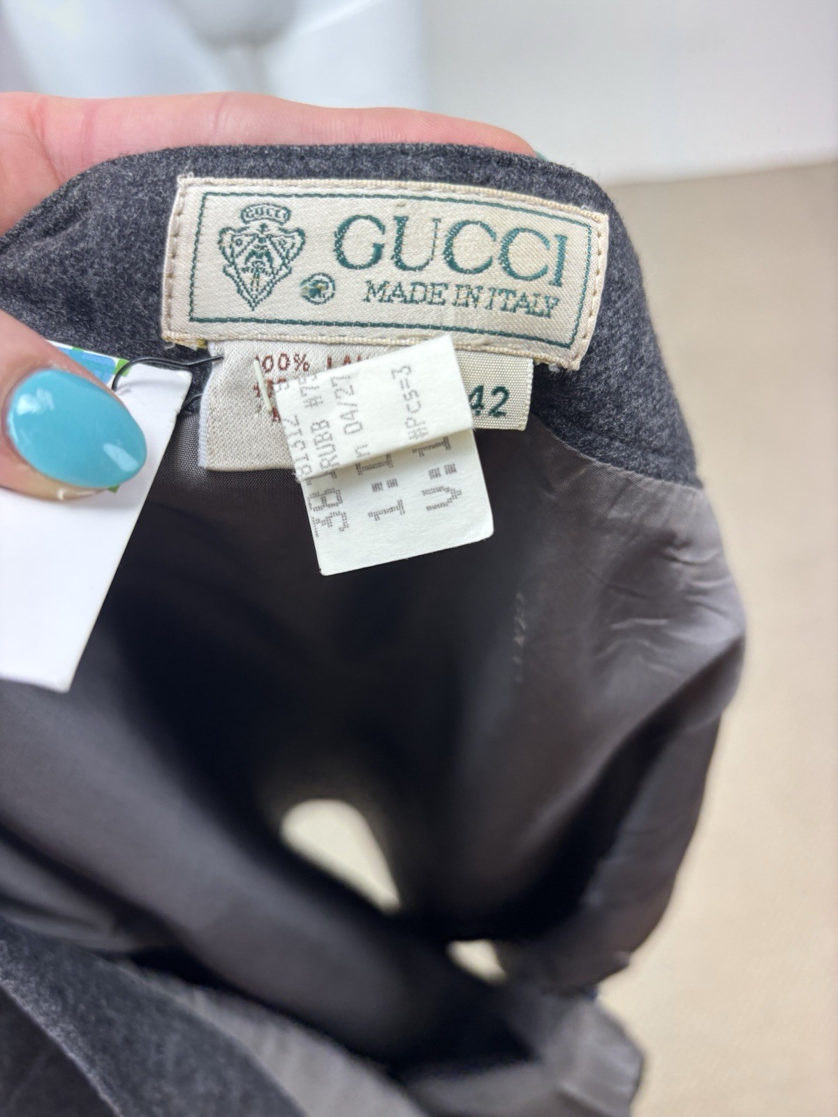 Vintage Authentic Gucci Wool Pencil Skirt New With Tags Silk Lining