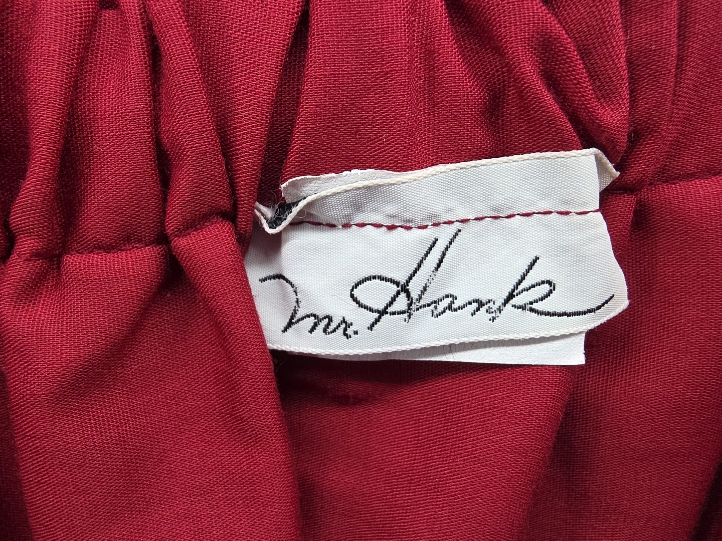70s Floral Lace Patchwork Maroon White Long Skirt Cotton Blend Mr. Hank Sz L EUC