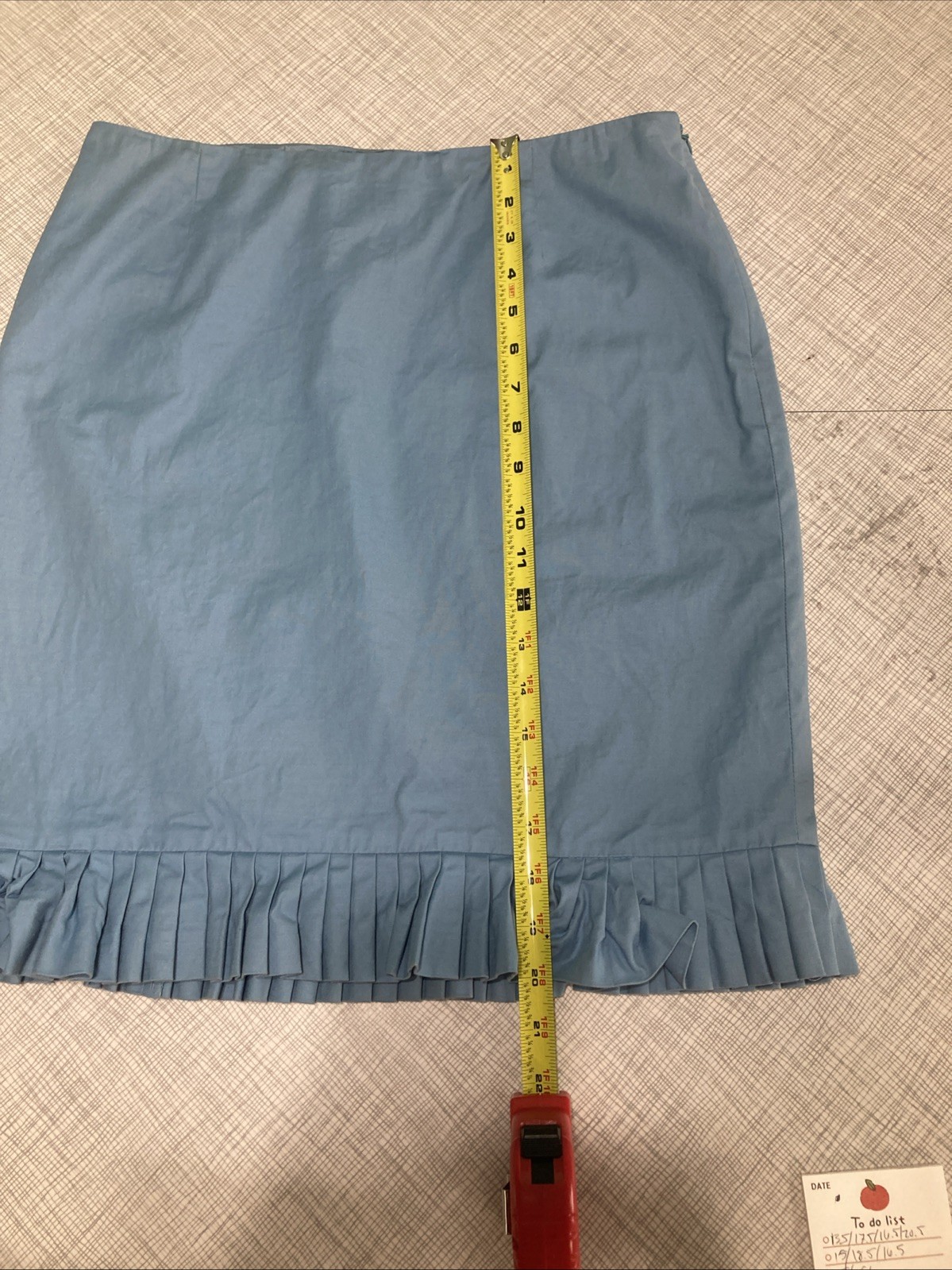 Vintage 1990s ALFANI Skirt Size 6 Light Blue Cotton Silk Blend Lined Ruffle Hem