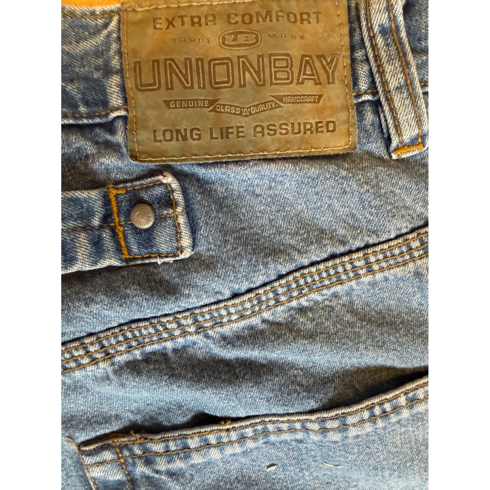 Unionbay Vintage 90s Cinch Back High Rise Wide Leg Denim Jeans Blue 26W
