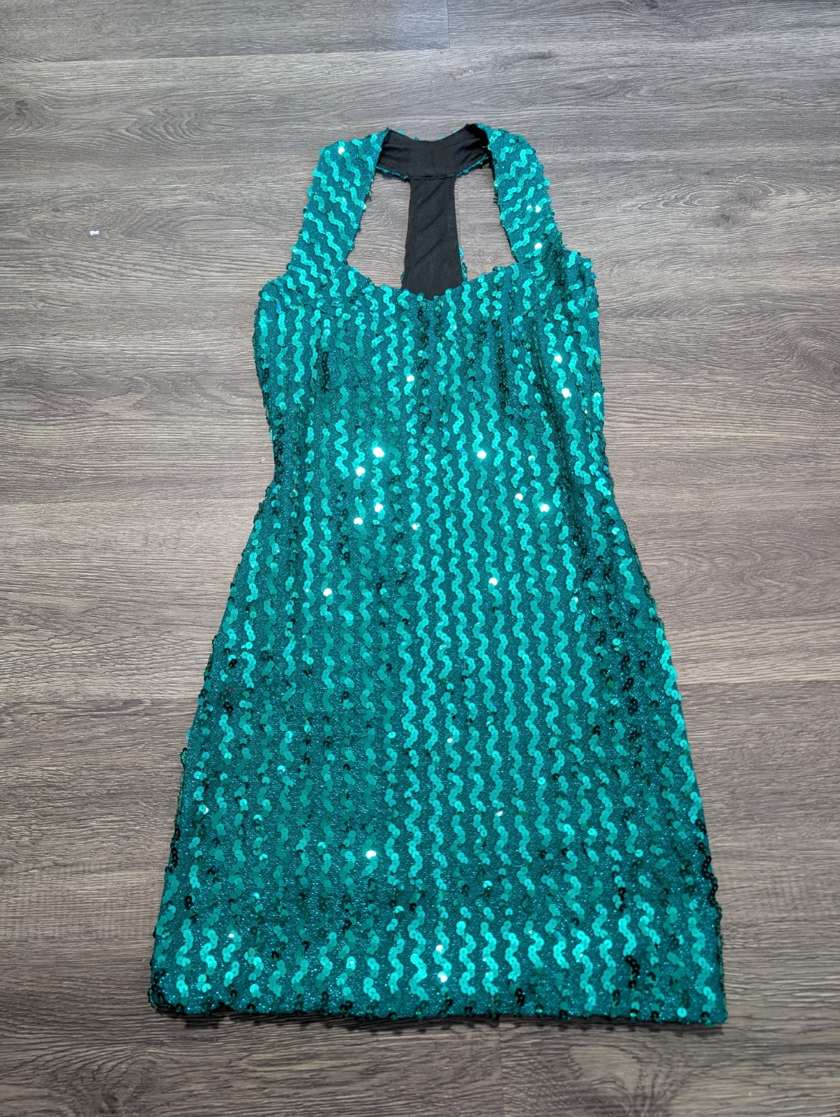 vintage 90s Michelle Vincent Inc. green sequin Mini Dress Made In USA Size 5/6