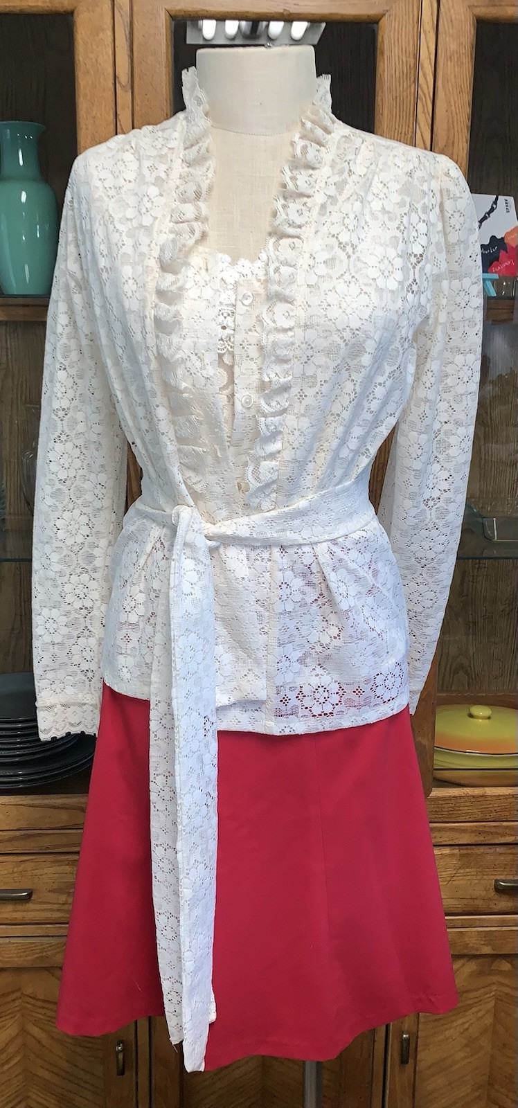 A8 80s COVINGTON STRETCH RAYON BLEND RED FLAIR MINI SKIRT SMALL/6 SIDE ZIP