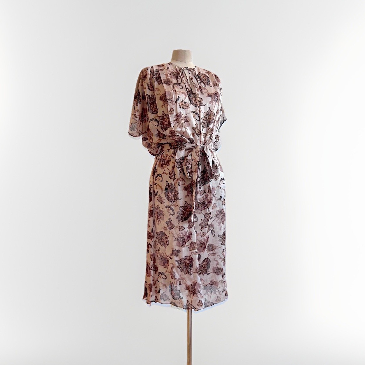 Vintage Judith Ann for Heiser-Egan Vintage Sheer India Silk Dress sz S M 1970s
