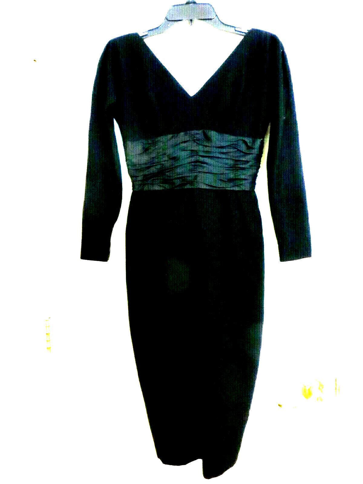 Vtg 50s Mam&rsquo;selle Black Hourglass Bombshell WIGGLE Dress COCKTAIL Evening