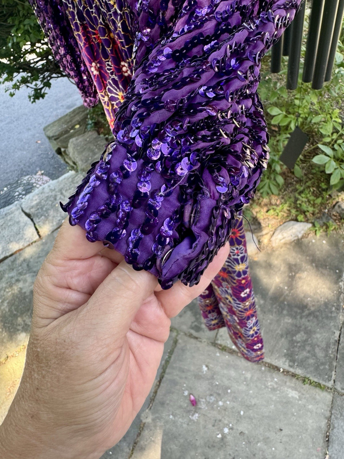 Oscar de la Renta Boutique 1960s Purple Sequin Maxi Dress Bohemian Size 10