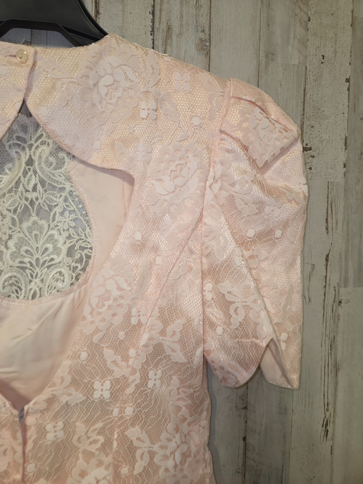 VTg Scott McClintock size 4 Lace Embroidered Sheath Dress Puff sleeve Knee