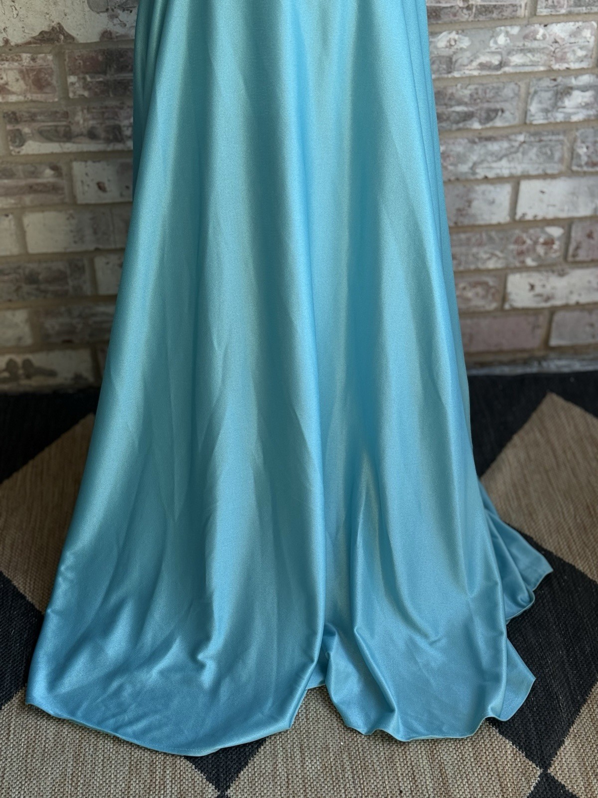Vintage Bernie Bee New York Blue Evening Wear Dress Elegant Solid Blue Belt 10