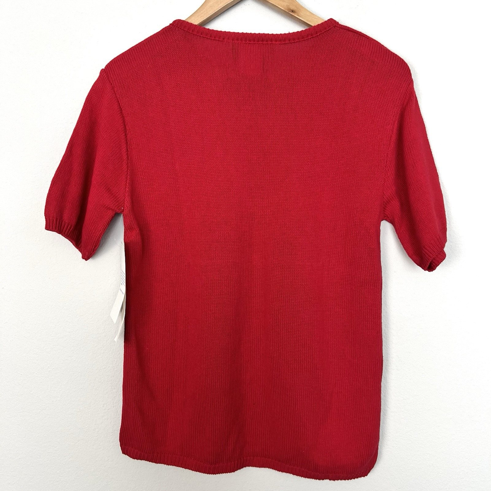Vintage 90s Pierre Cardin Red Knit Pullover Sweater Deadstock Womens Small Prep