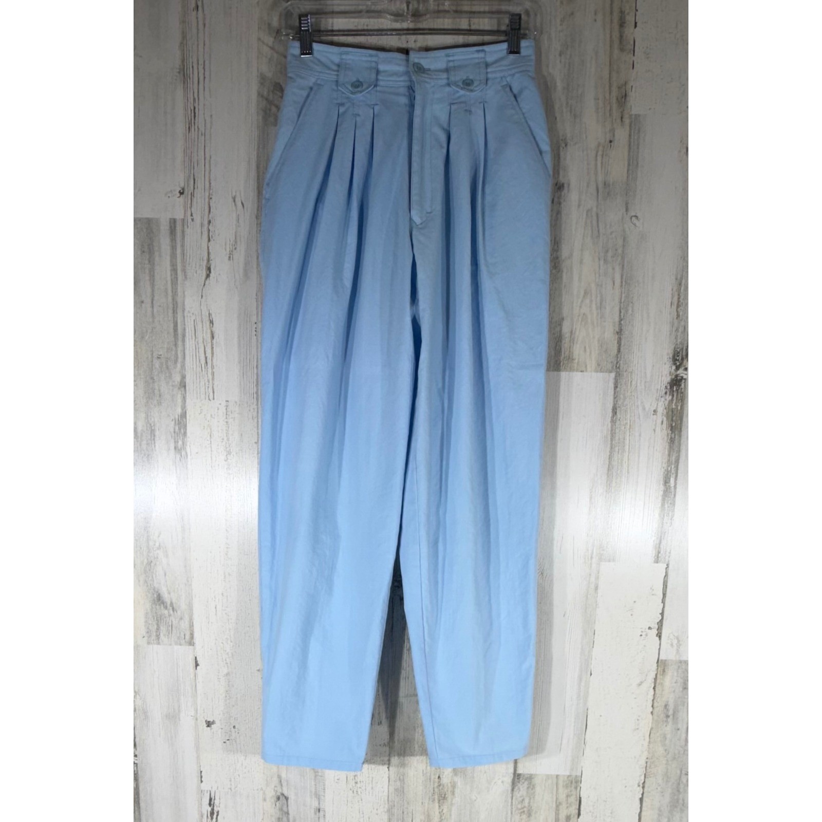 Cest Joli Pleated Tapered Pants Size 9/10 (26×28.5) Light Blue High Rise Vintage