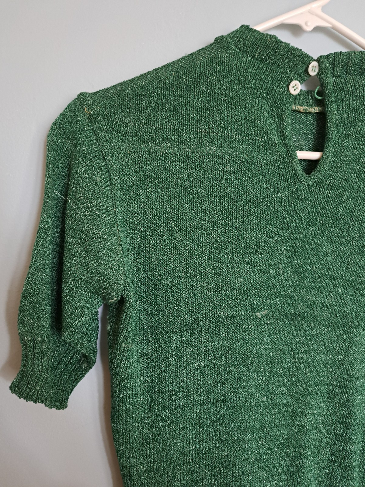 Vintage Womans Metalic Green Pullover Sweater * Lurex? Nice * small? See Pics