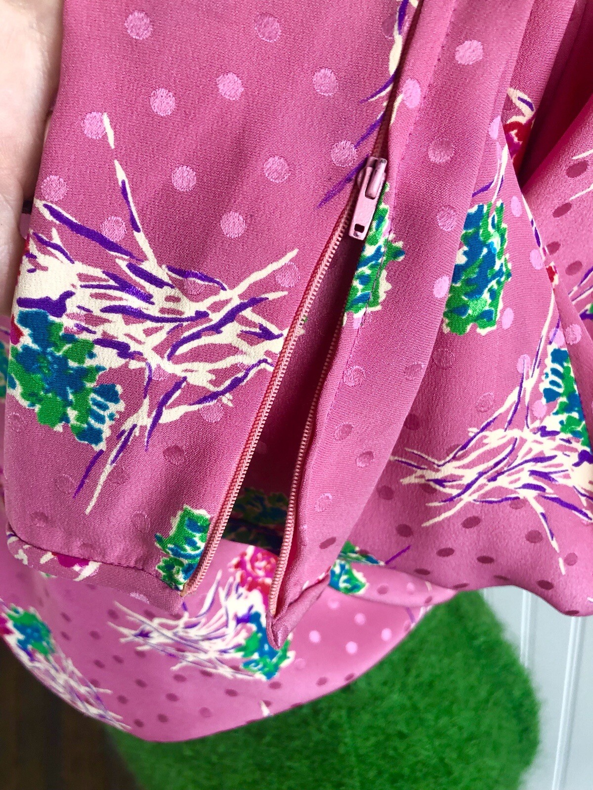 1980’s Emanuel Ungaro Paris High Collared Pink Floral Silk Blouse