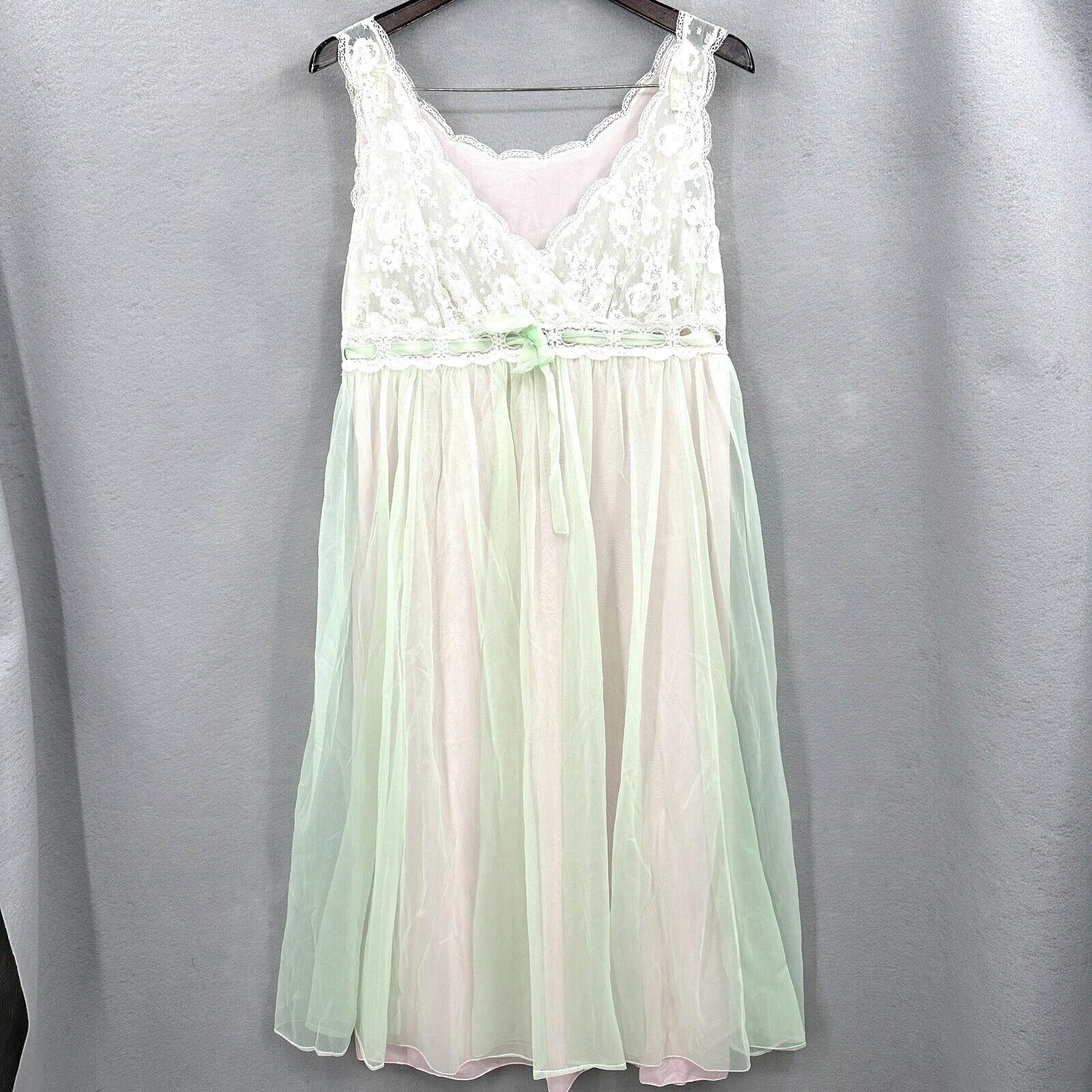 Vintage Orfalis France Nightgown Womens M Coquette Chiffon Sissy Lolita 1950s