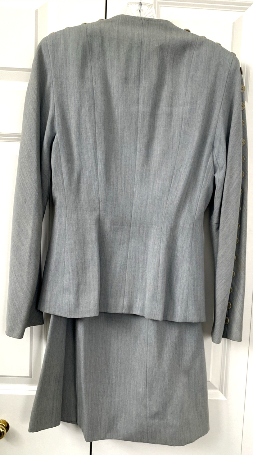 1940s Vtg Swansdown Gray Wool 2 Pc Suit Button Jacket & Skirt Nipped Waist OOAK