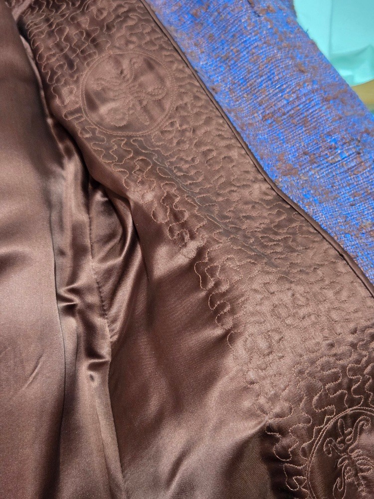 Vintage 1960s Custom Hong Kong Raw Silk Coat Plum & Rust Herald Tang