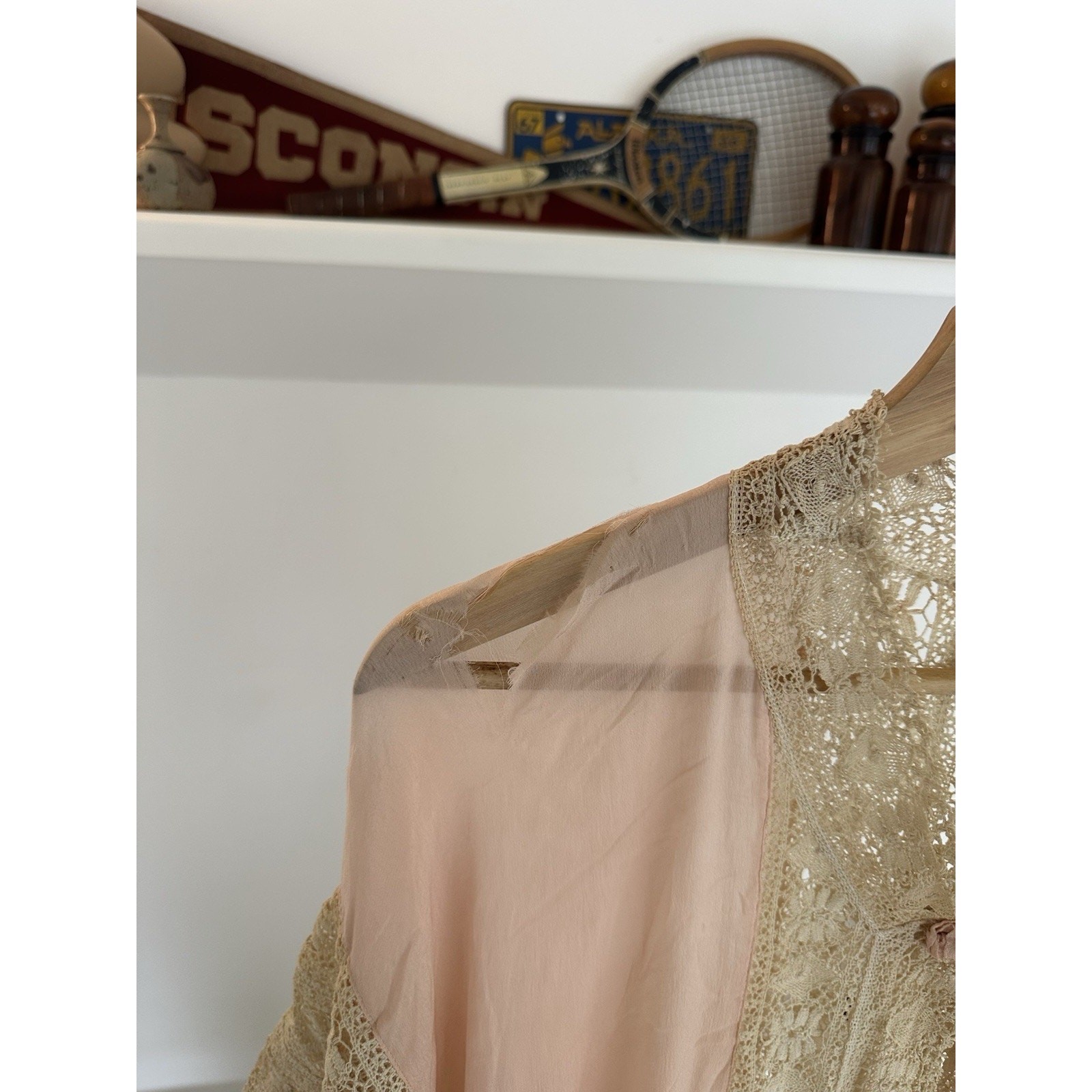 1930s Vintage Sheer Lace Boudoir Peignoir Gown Romantic Robe READ