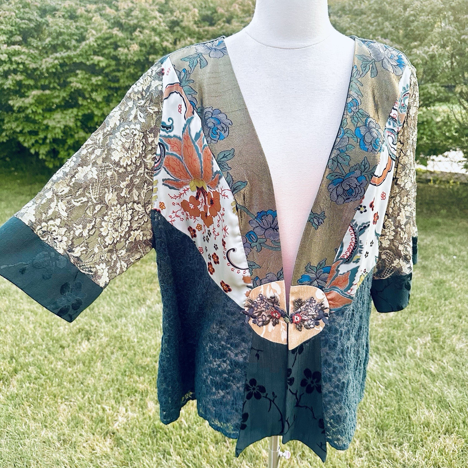 Spencer Alexis vintage mixed-media patchwork kimono top
