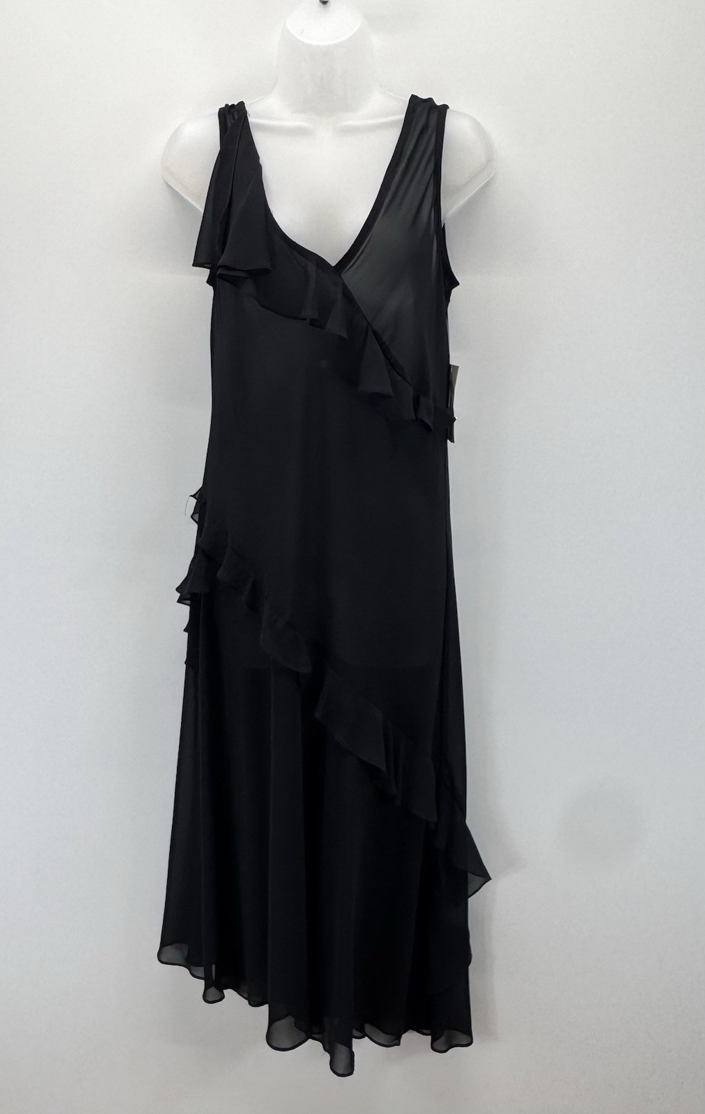 CACHET Vintage Sheer Dress/Cover Up Black Ruffled Women’s Size 12 New With Tags