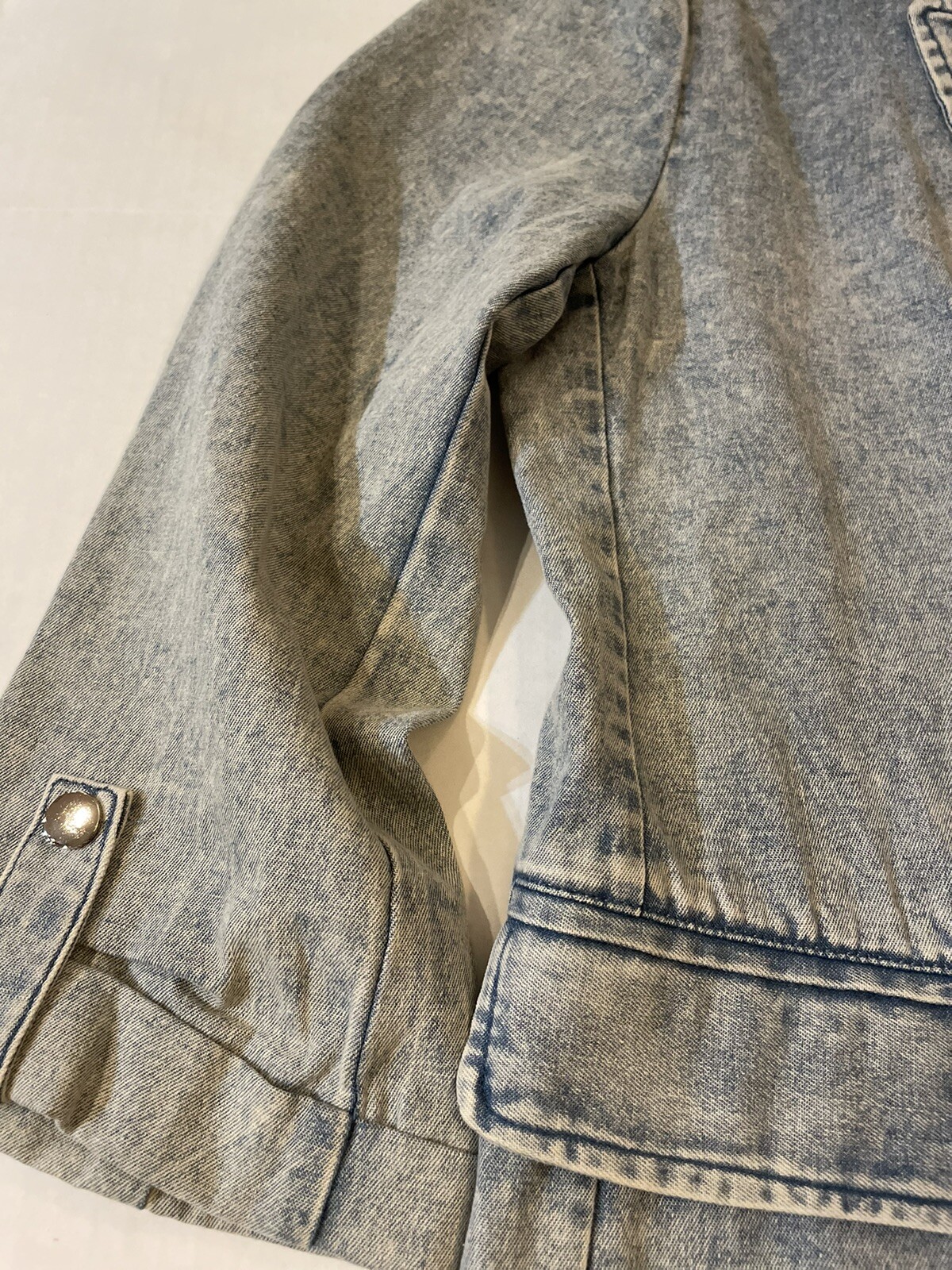 Entro Stretch Denim Stonewashed Blazer Size S Fitted Retro. 80s Fashion.