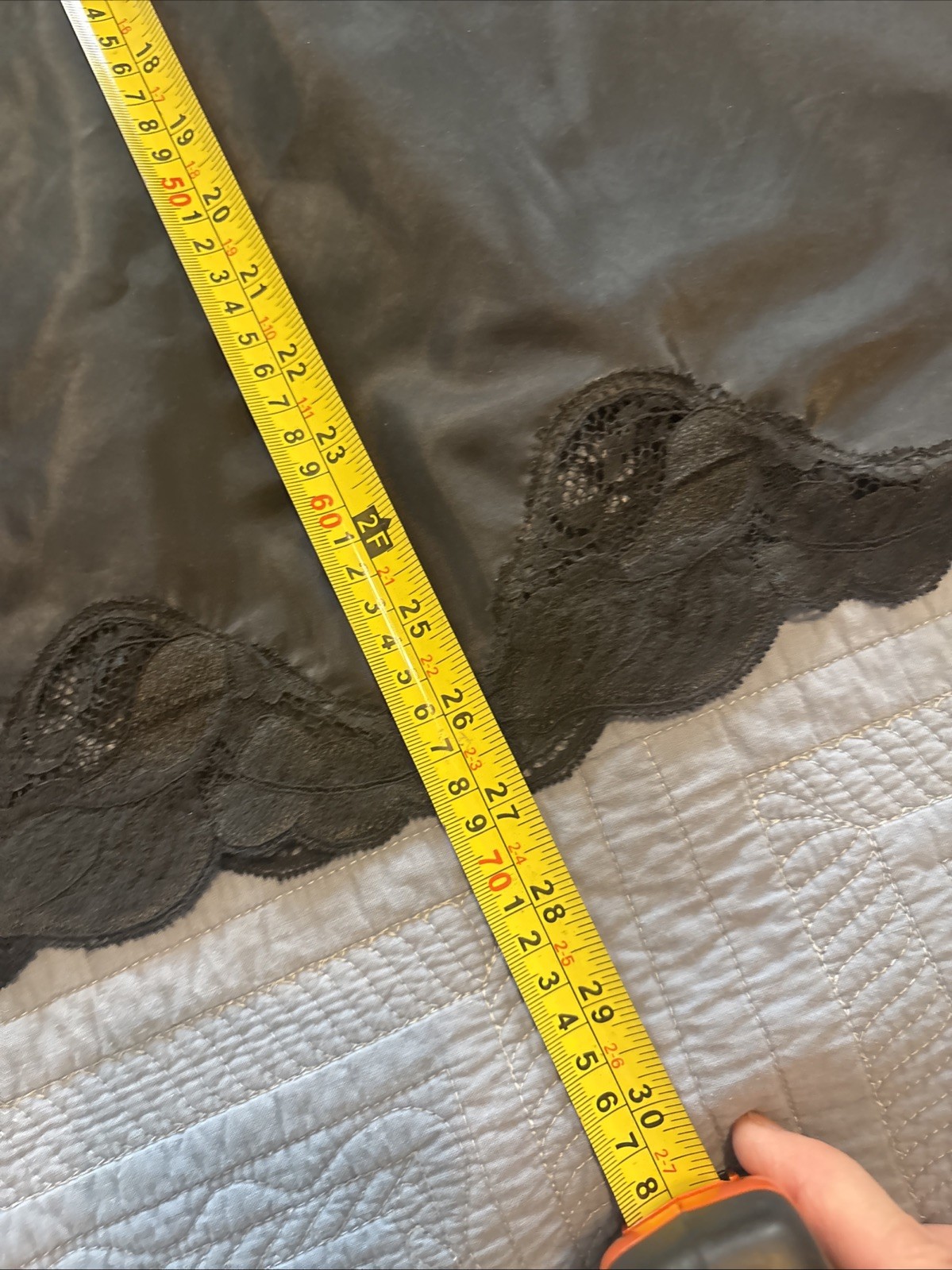 Lady Lynne Black Half Slip Polyester 27” Long Women’s Size Medium Vintage Lace