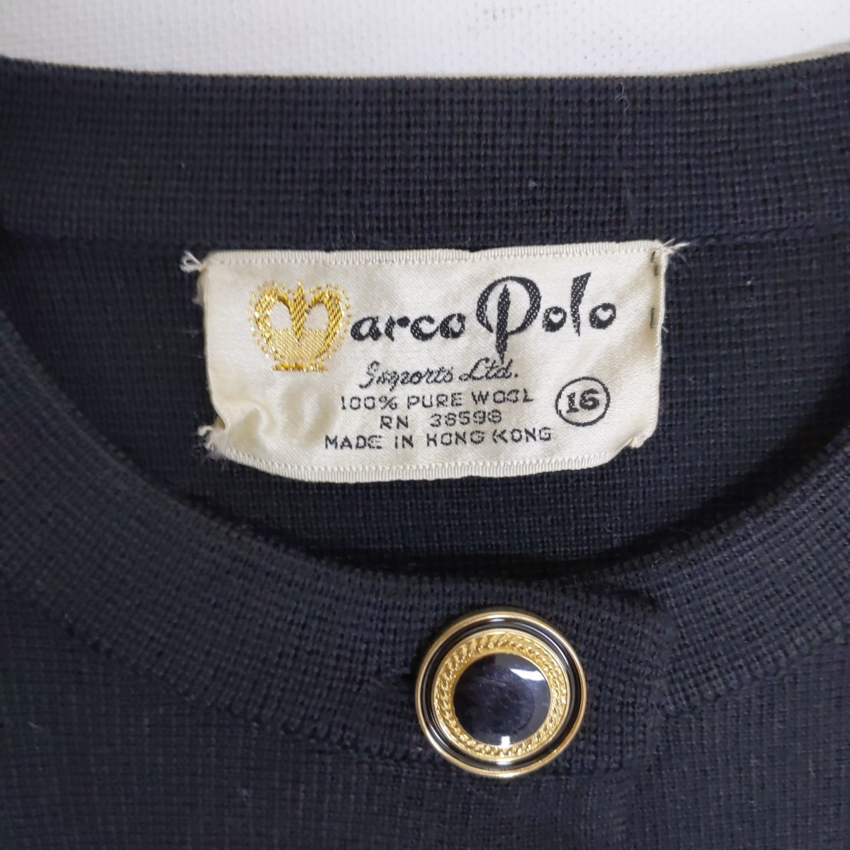 MARCO POLO L Jacket Vtg 60s MOD Double Knit Black Wool Sharp Womens