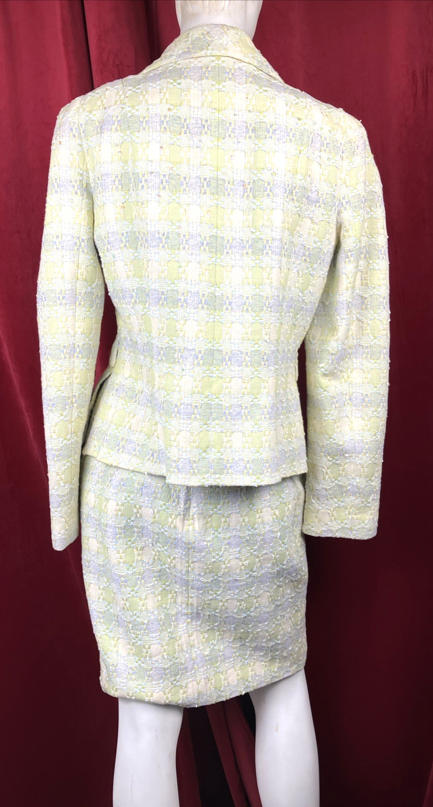 36 Vintage 1990s Christian Lacroix Embroidered Tweed Skirt Suit Point Collar