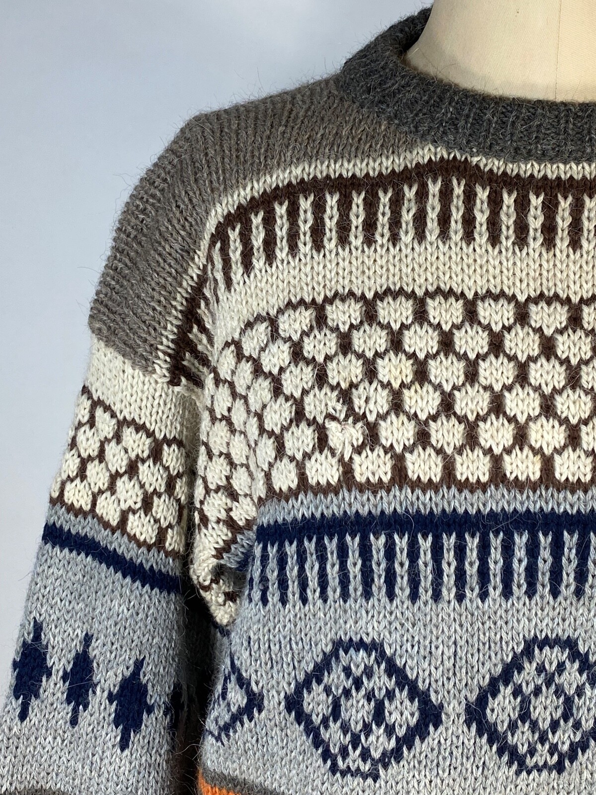 Vintage 1980&rsquo;s LINEA DE ALPACA Peruvian hand knit alpaca wool unisex sweater S/M