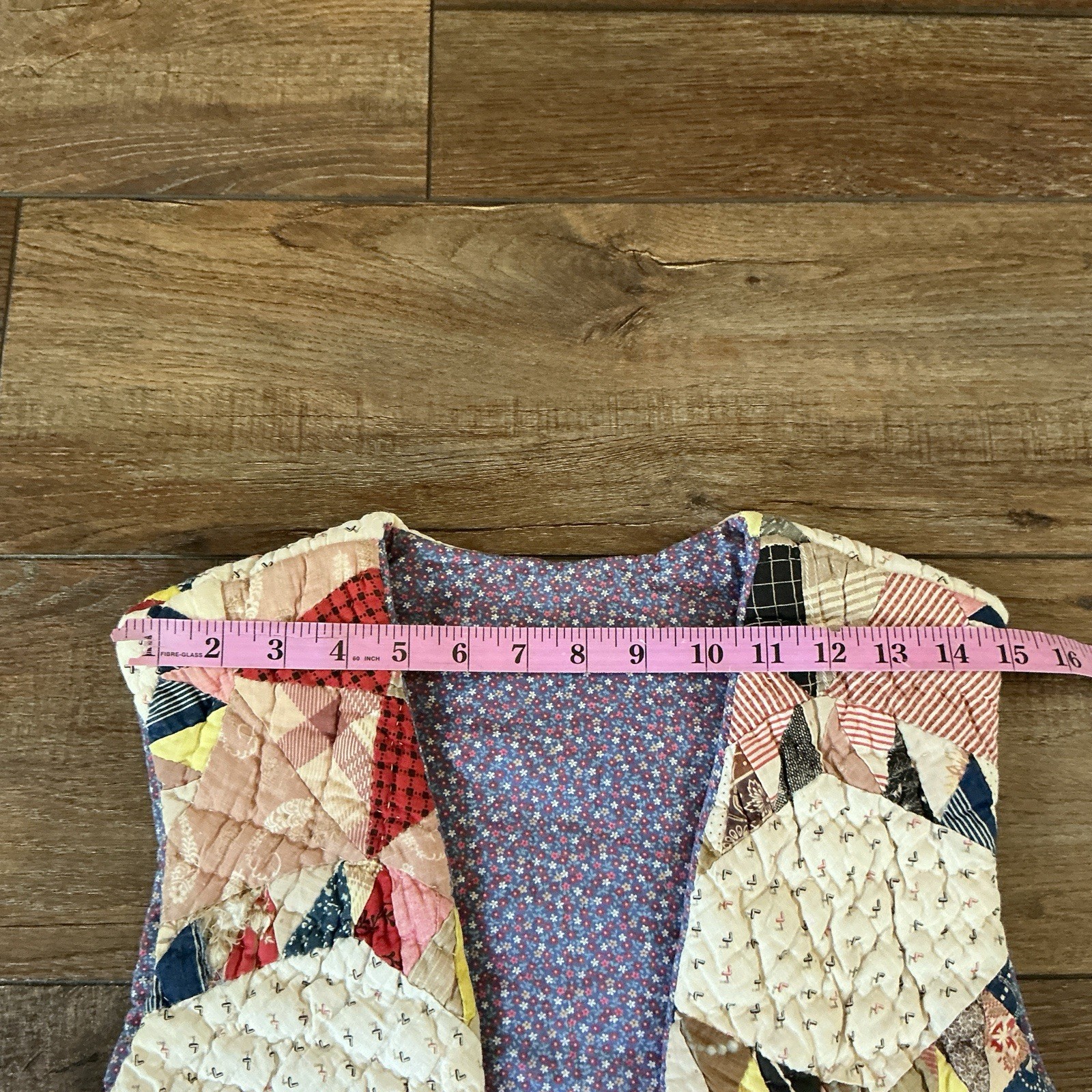 70s VTG Handmade Patchwork Quilt Vest Boho Folk Art Reversible Size M/L #31E4