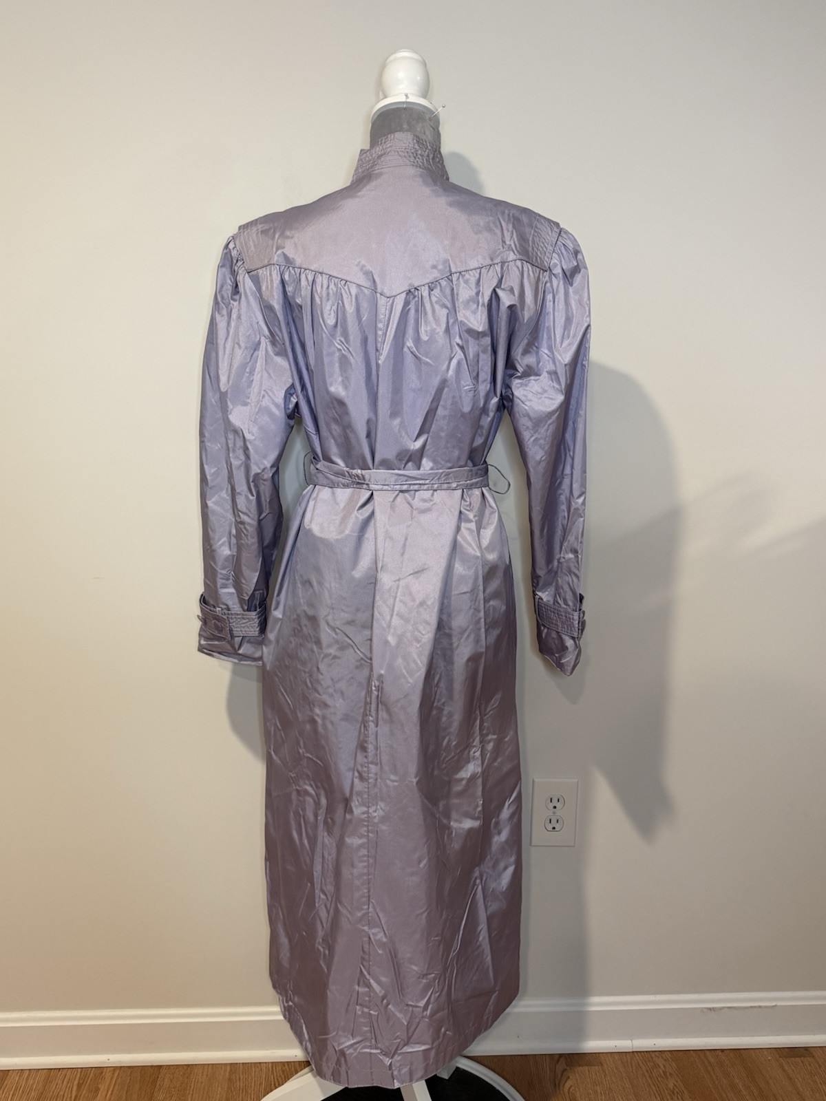 Vintage 80s Trench Coat Lightweight Nylon Women&rsquo;s Rain Jacket Purple Metallic 10