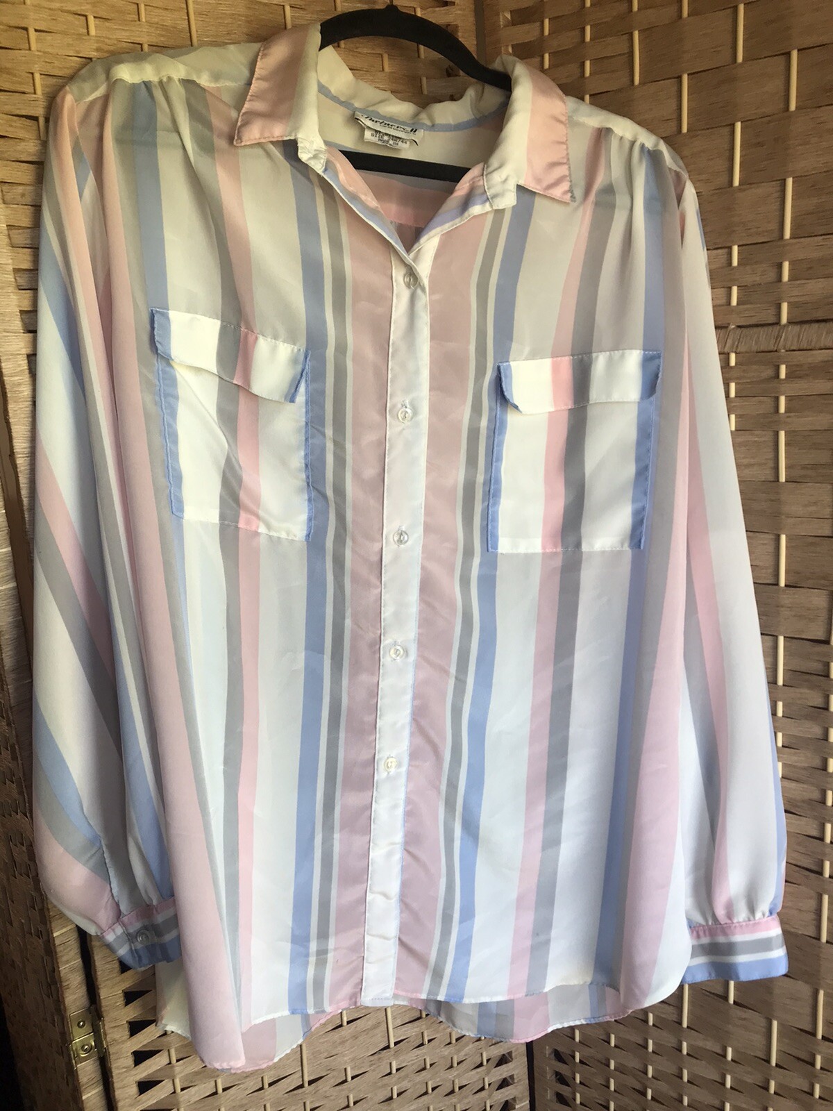 Vtg Partners By Mervyn’s Long Sleeve Sz 24W/44 Pink And Gray Woman&rsquo;s Shirt