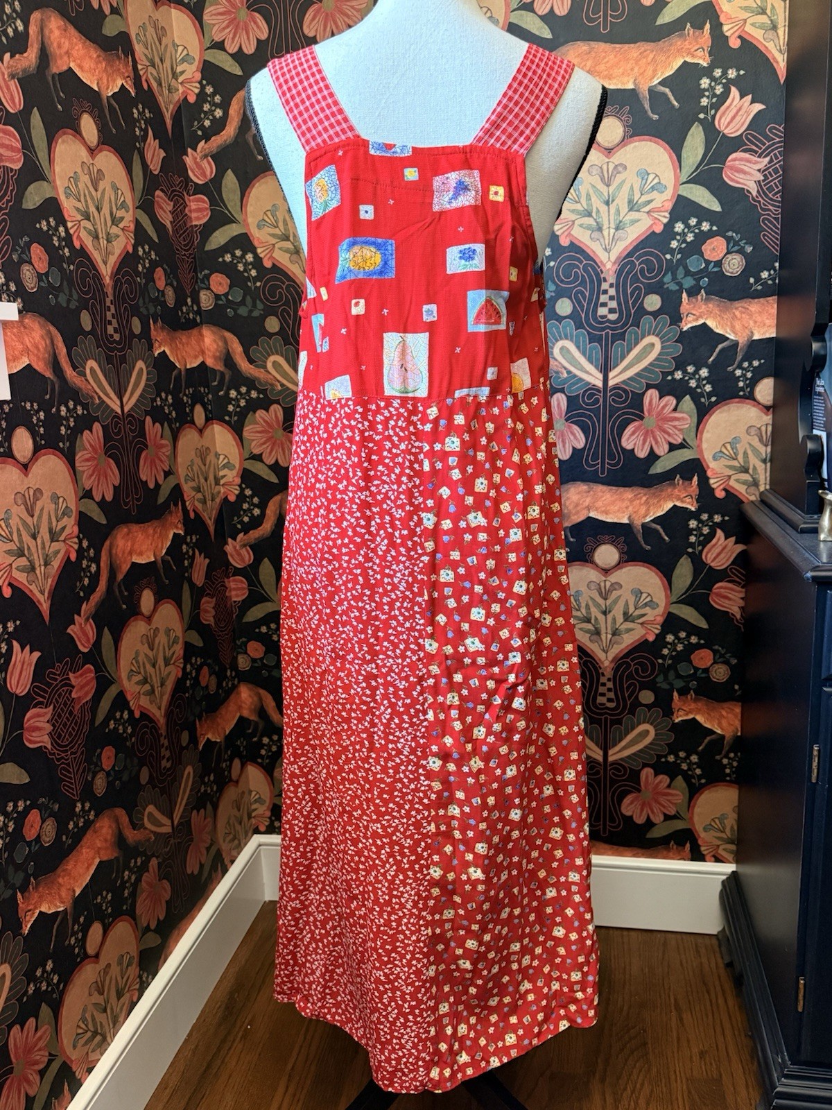 Classics By Carol Anderson Vintage Cottagecore Dress Size S Ted Print Fruit Cabi