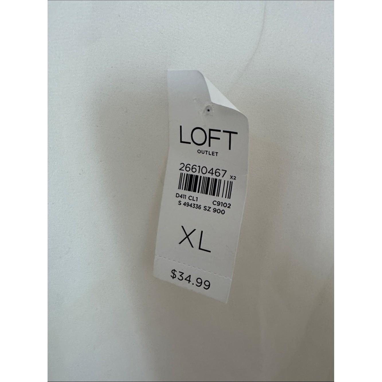 NWT LOFT White Cream V-Neck Cami Tank Blouse Layering Shell Capsule Office XL