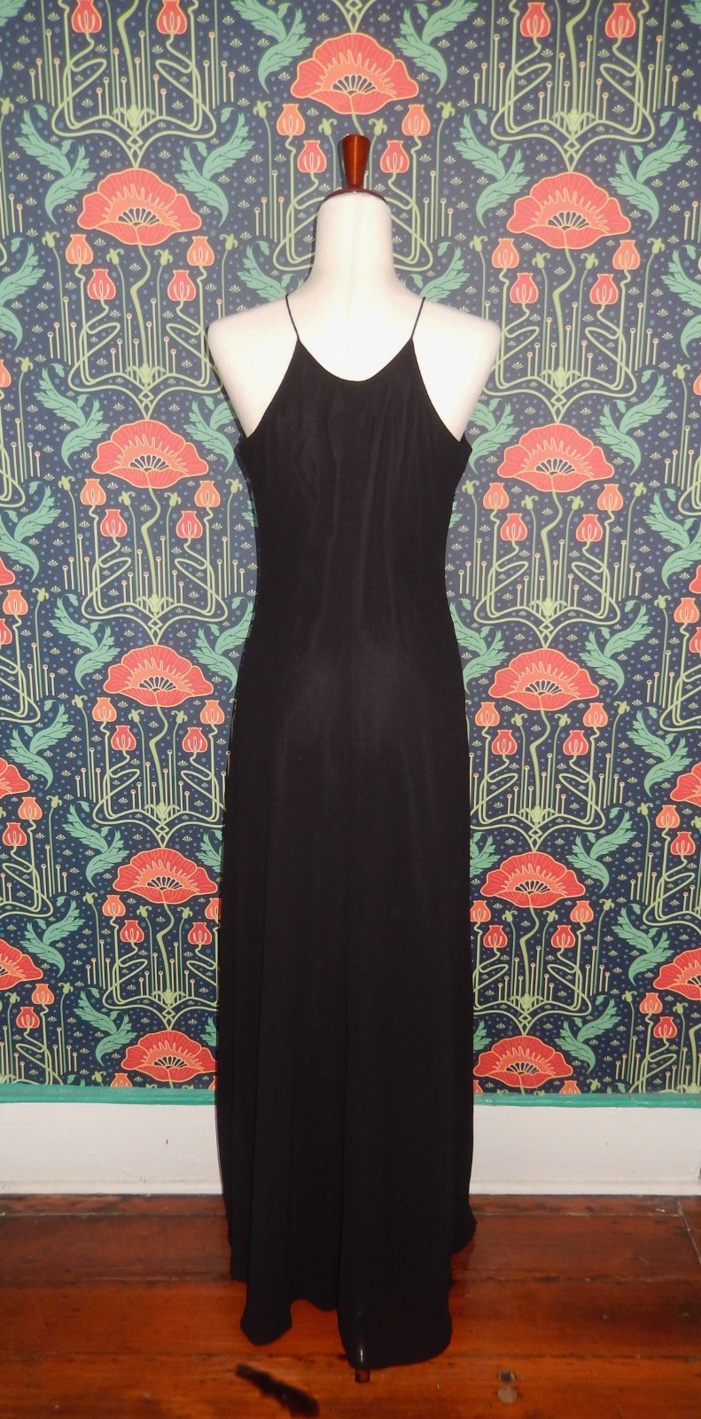 Vintage 90&rsquo;s Y2K Black Beaded Sequin Prom Homecoming Dress Grunge High Neck