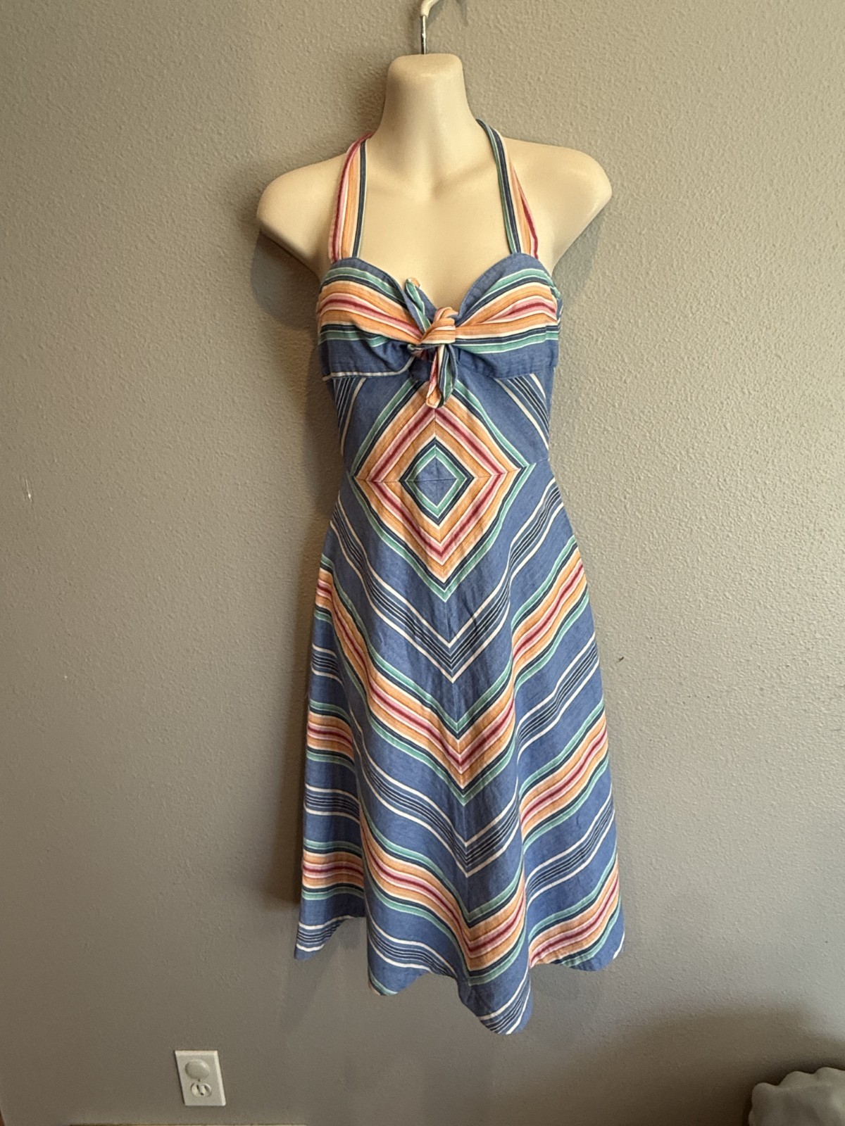 Women&rsquo;s Vtg PLAIN JANE Romantic Boho Cottagecore Halter Sun Dress Size S